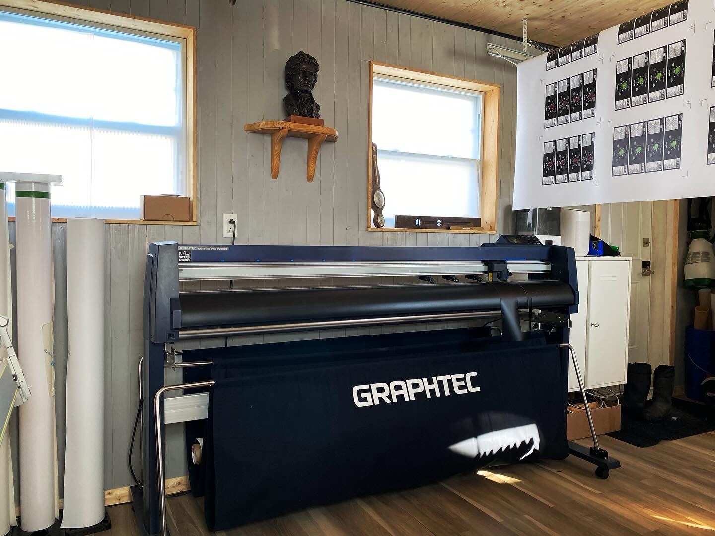 Graphtec cutter and equipment in Jonathan Rheault’s studio